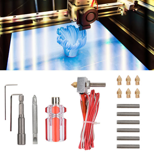 3D-skrivartillbehör Munstycke Extruder Kit Extrusionshuvud 17PCS Kit