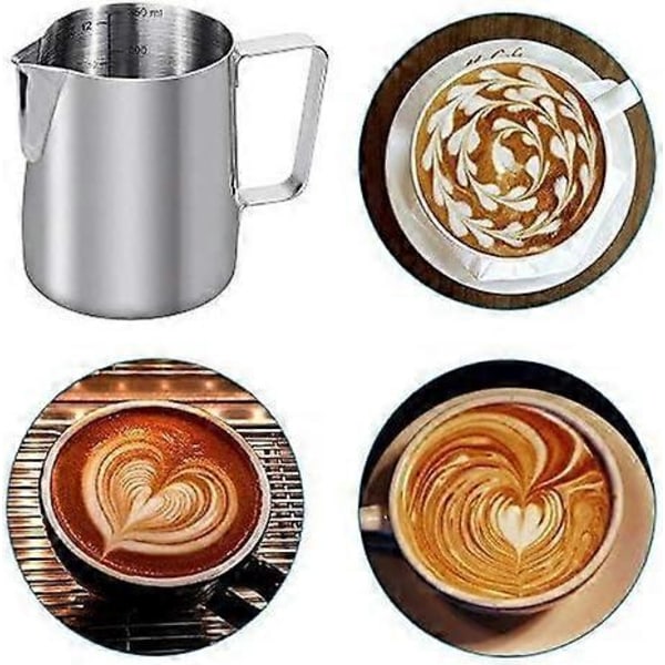 350ml Mjölkkanna 304 Rostfritt Stål Mjölkkanna Graverad Gradering Inuti för Mjölkskumning, Cappuccino