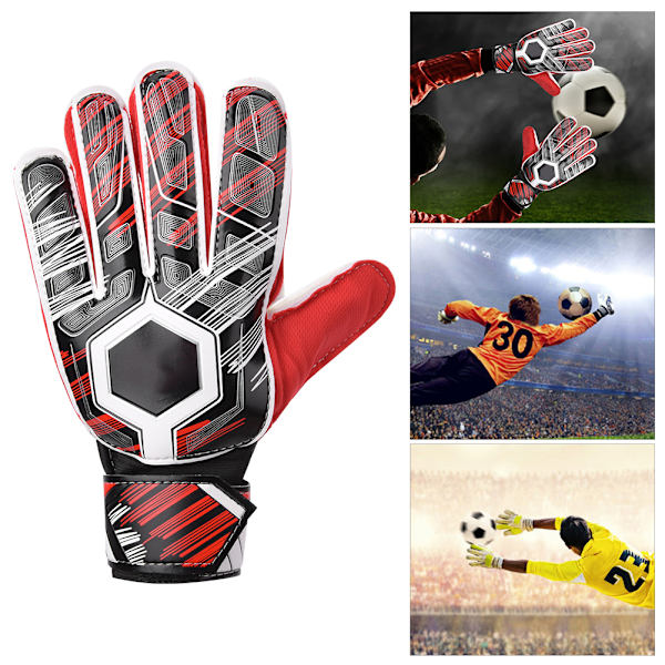 Latex nylon PU fingerbeskyttelse fodboldmålmandshandsker til voksne børn (rød 10#)