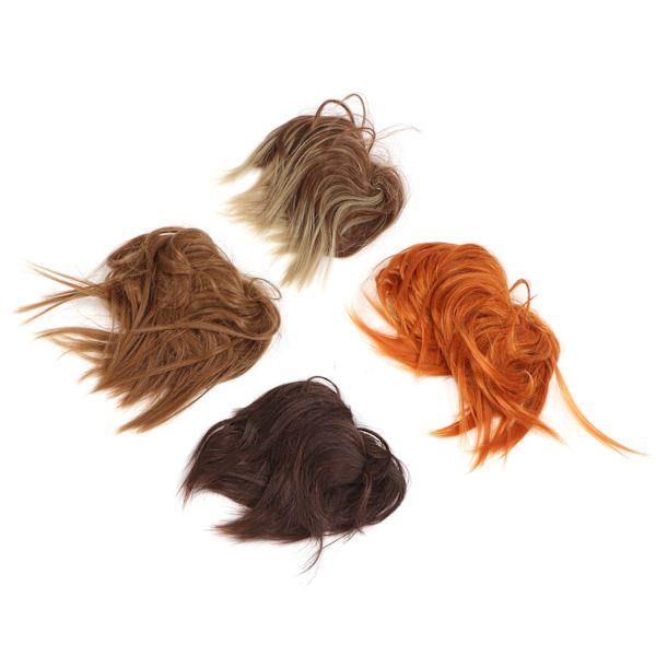 4 stk. rotete hårknuteparykker, naturlig fluffy stilig hestehale scrunchies hårstykker for kvinner jente