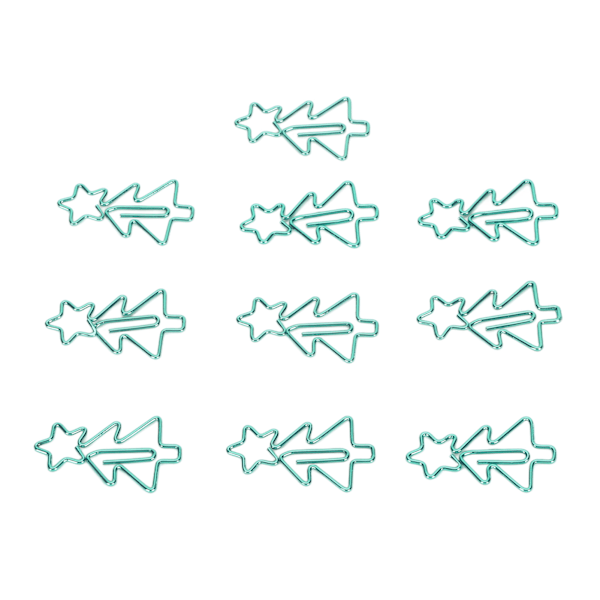 100 st stjärnformade pappersklämmor i metall, söta och halkfria, för kontor och skola