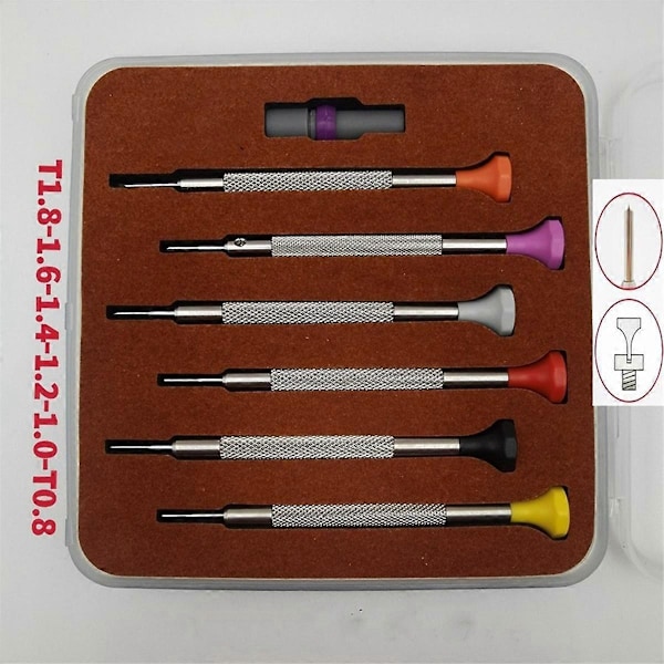 6 st Klockreparationsskruvmejslar Kit för 3135 2135 Urverksreparation