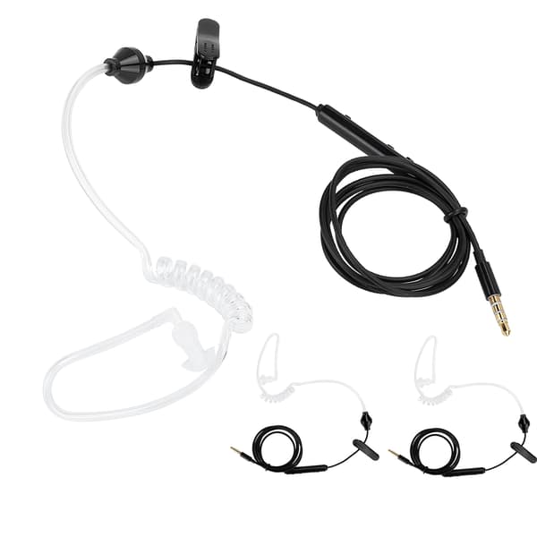 3 sæt HRT‑1 mobiltelefon luftrør headset med mikrofon 3,5 mm stik kablet øretelefon sort