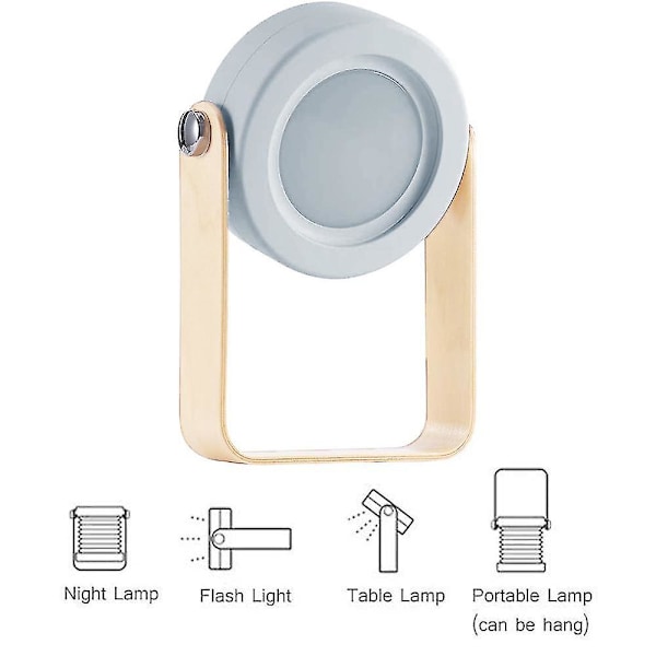Bärbar LED-bordslampa, 4000mAh Uppladdningsbar Bärbar Vikbar LED-lykta med USB-port, 3 ljusstyrkenivåer