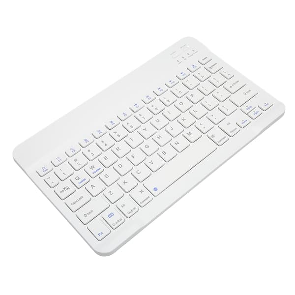 10 tums trådlöst tangentbord tyst design multimediefunktionstangenter bärbart Bluetooth-tangentbord för IOS surfplatta dator telefon vit