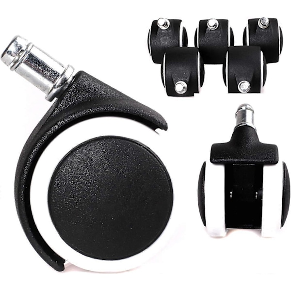 Set med 5 hjul för hårda golv 11mm - för kontorsstol, 11/50 mm, Vit, KXD3200 Svart