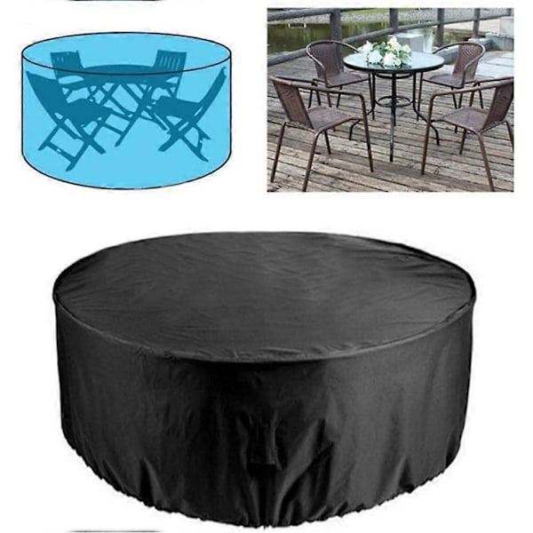 Havemøbelovertræk, Rundt Havebordsovertræk Vandtæt Kraftig Udendørs Havemøbelovertræk Spisestole UV-bestandig Støvtæt 185 x 110 cm