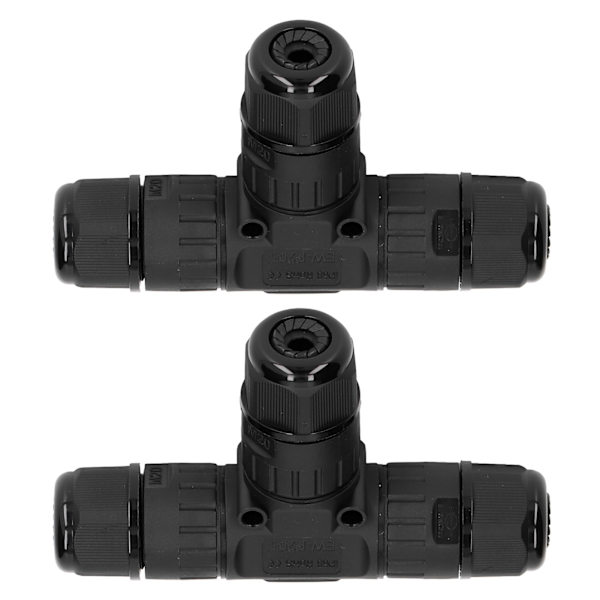 2 ST T-typ T-kopplingsbox-kontakt IP68 Vattentät 450V 16A 9-12 mm 3-vägs kabelkontakt