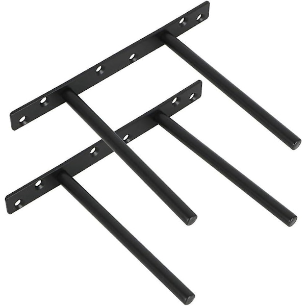 Matte Black Stainless Steel Floating Shelf Brackets - Set of 2