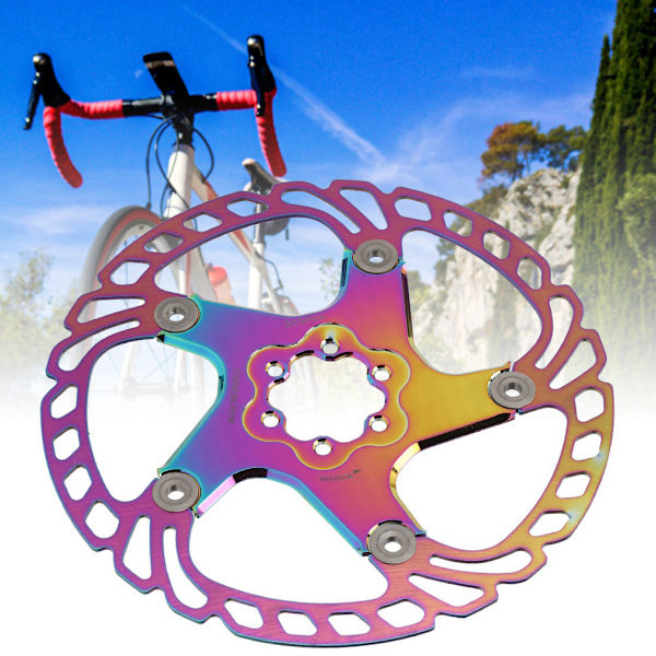 Cykelskivbromsrotorer 6 spikar Cykeltillbehör för Mountain Bicycle Plating Färg203MM