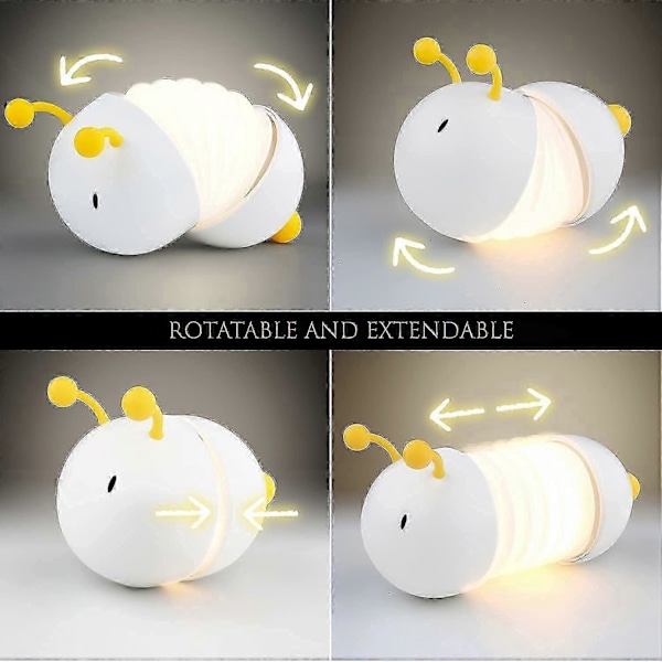 Nattlampa för barn, LED-barnlampa, hopfällbar och justerbar, portabel nattlampa, USB-laddare, magneter ingår, unisex-användning._SZXM