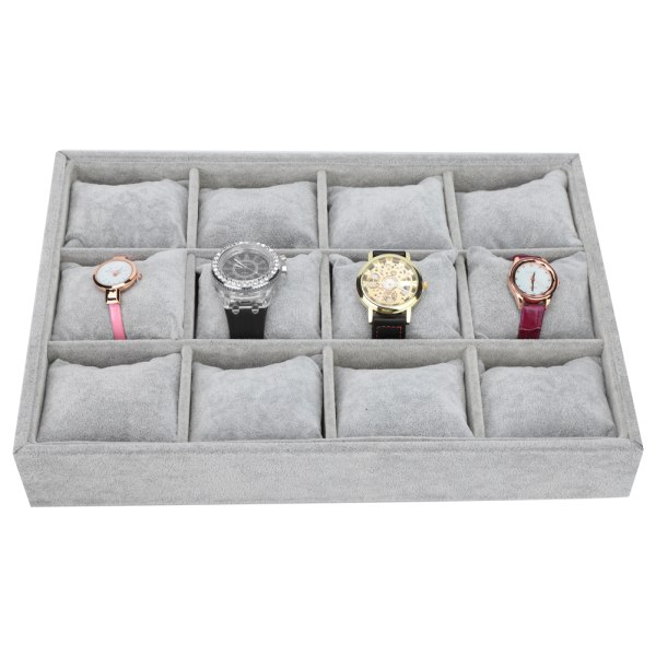 12 Grids Watch Opbevaringsboks Armbånd Case Organizer Smykker Display Container med pude