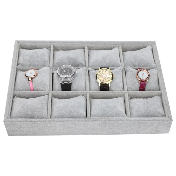 12 Grids Watch Oppbevaringsboks Armbånd Veske Organizer Smykker Display Container med pute