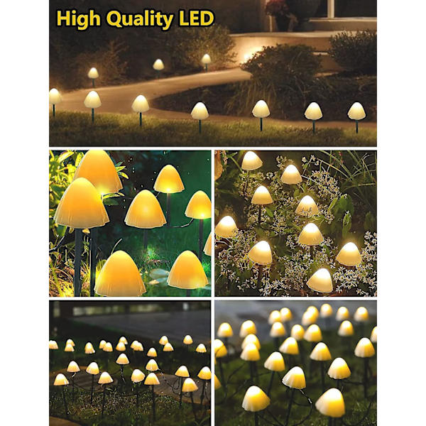 Solcelledrevne stilampe i form af svampe - 20 LED, 8 tilstande, vandtætte, 5 m/16,4 fod