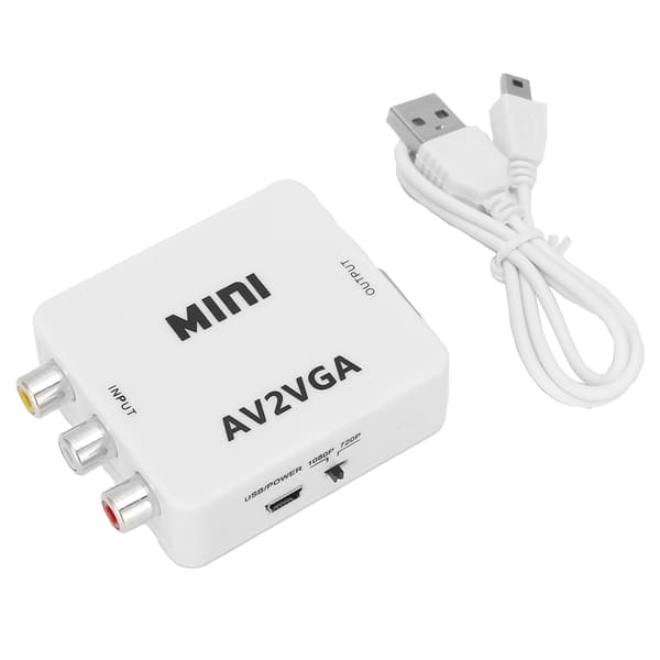 HD 1080P Mini Video Converter AV til VGA Datamaskin til TV Videoadapter med datakabel