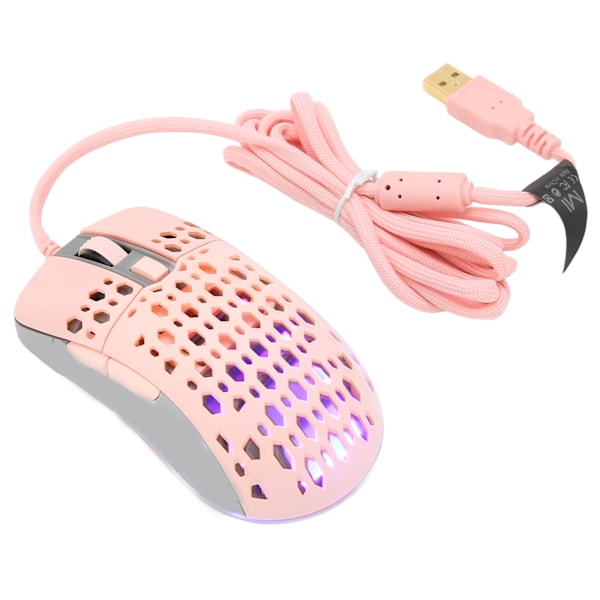 Mus Justerbar DPI Hastighet RGB Bakgrunnsbelysning Ergonomisk Bikube Skall Lett Gaming Mus Rosa