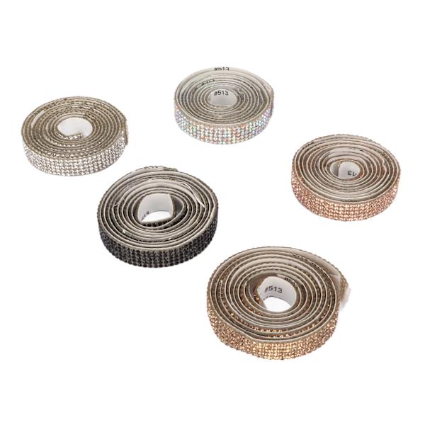 5 st självhäftande strassband 5 yards totalt 1 cm bredd klippbar DIY strassband för skor fotoramar