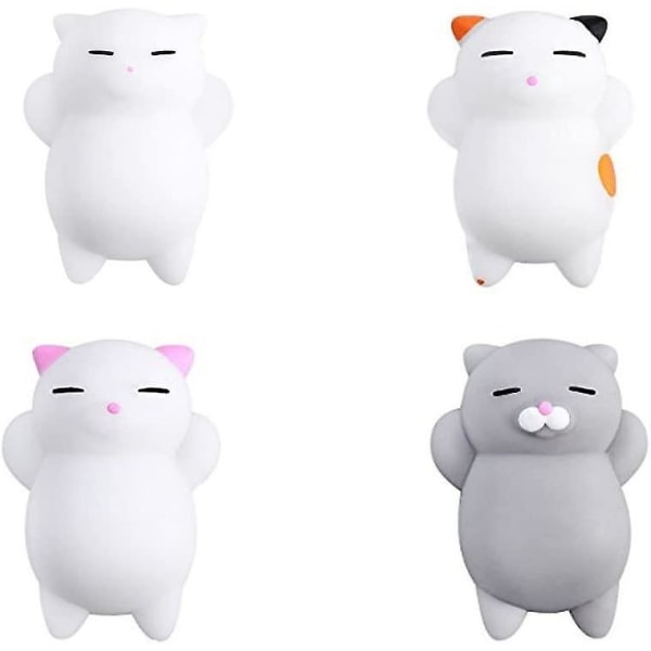 Anti-stress Mini Cat Squishies - Set med 4, Kawaii Squeeze Toy