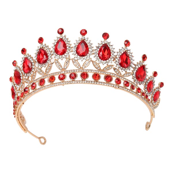 Kronröd Rhinestone Retro Halvcirkel Hårtillbehör Krona för Bröllopsfest Bal