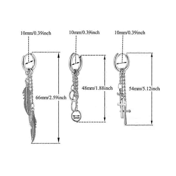 1 stk enkelt design krydsfjer kvast ørering rustfrit stål mode geometrisk vedhæng stud ørering smykker fest til kvinder mænd Cross
