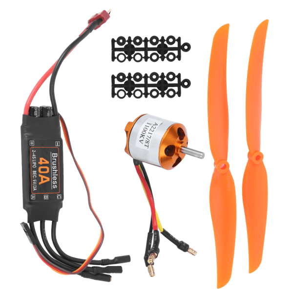 A2217 1100KV børsteløs motor 40A ESC SG90 9G Micro Servo 1060 Propell for RC Plane (1100KV Motor 40A ESC 9G Servo 1060 Propell)