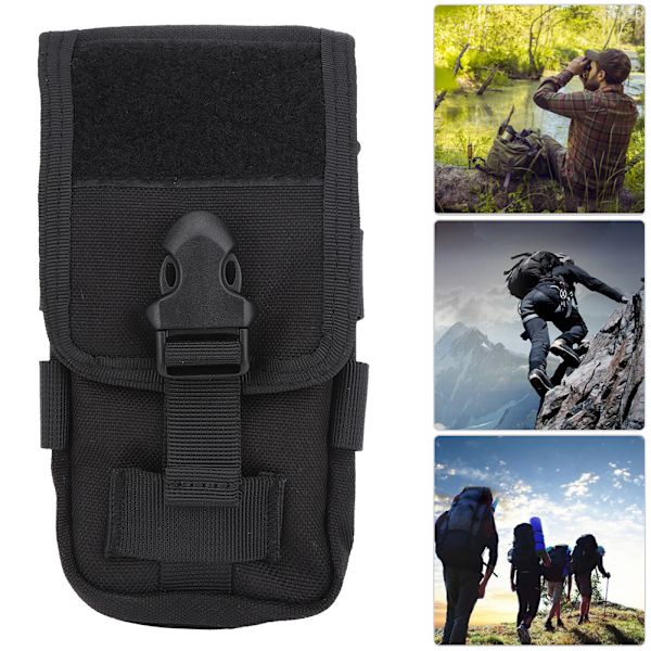 LB-14 1000D polyesteri kaksikerroksinen ulkona riippuva matkapuhelinlaukku Tactics monitoiminen EDC vyötäröpakkaus, musta 4 tuumaa