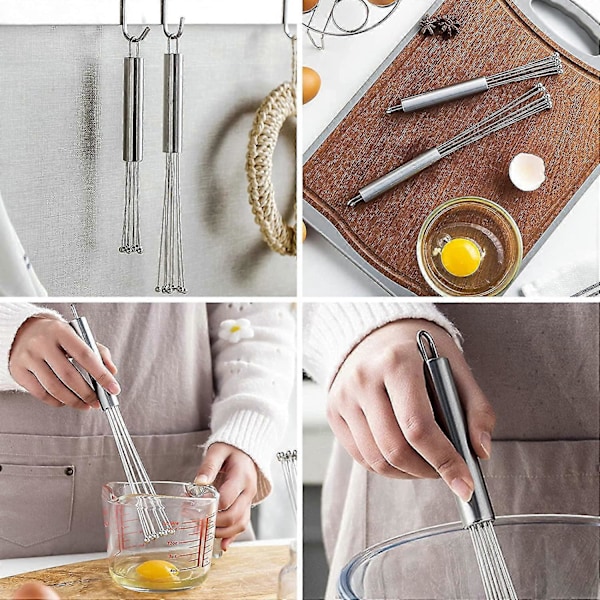 Visp i rostfritt stål, trådvisp, handmixer, vispset, köksvisp för matlagning, blandning, vispning, klappning, omrörning (silver) (2 st) Juni 6.15