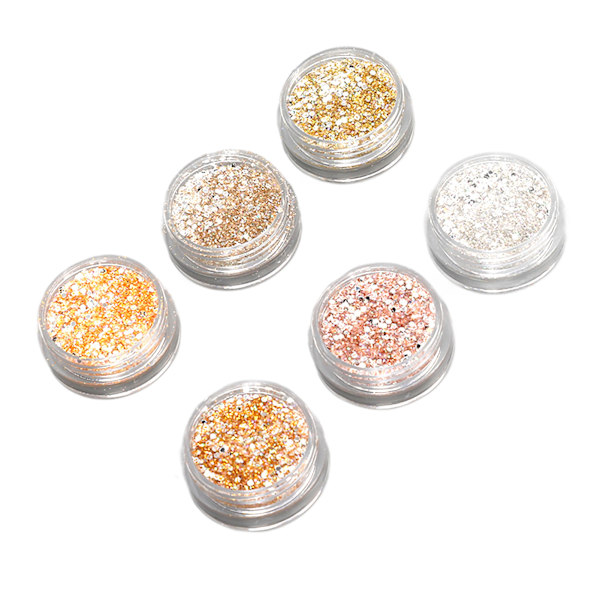 6 färger holografisk nagelglitter kit gnistrande nail art för hemsalongsmanikyr