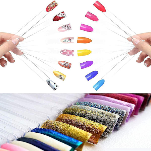 100-delad nagelfärgkarta: Transparent falsk nageldisplaypalett
