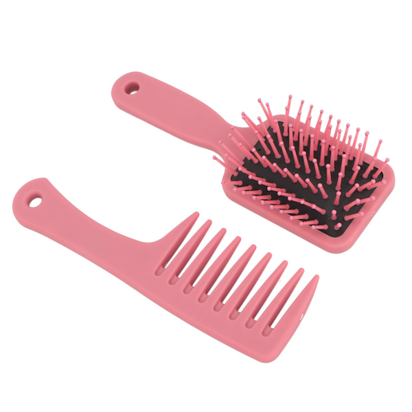 2 st hårkam borste set styling bärbar hårbotten massage torr våt paddel bred tand hårborste kam set rosa