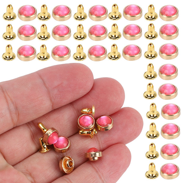 100 Set Färgade Kristallnitar i Zink-legering för Bagage, Kläder, Skor, Dekoration, DIY-verktyg, 8 mm, Rosa