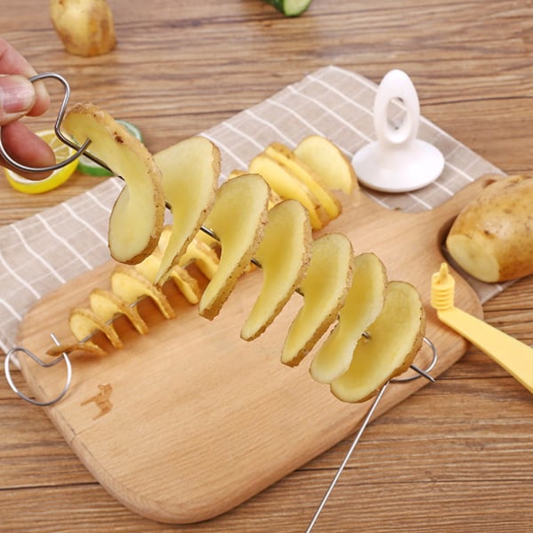 Manuaalinen pyörivä perunaleikkuri ruostumattomasta teräksestä ja muovista kierretty perunaraastinleikkuri kierre tee-se-itse perunaraastintyökalu