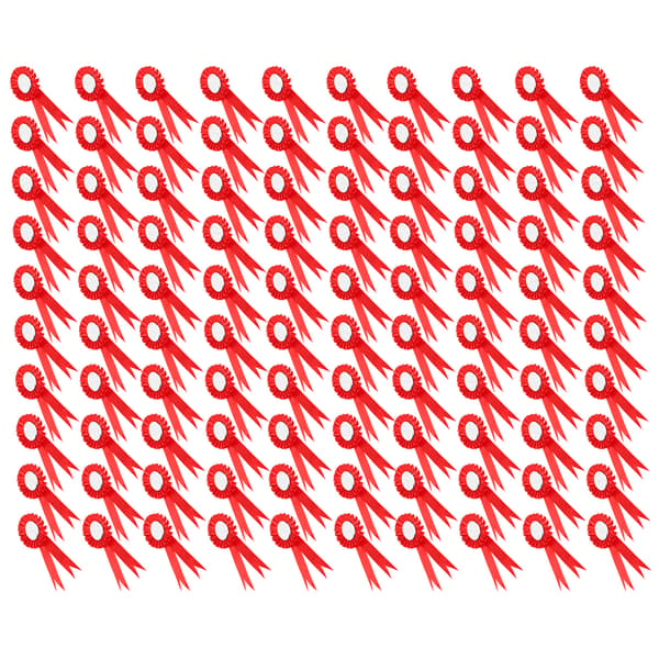 100 set plåtbricka nålknapp tomma material fest bröllopsartiklar 44mm röd