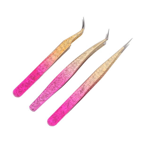 3 stk Nail Art Pinsett rustfritt stål Rett bøyningstips Manikyr Rhinestone Nipper Gradient Farge