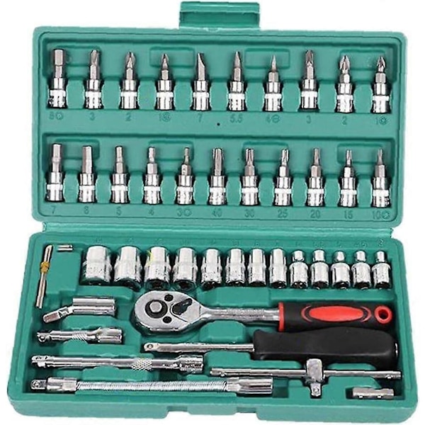 Grönt Hylsnyckelset Bilreparationsverktyg Set Glidsats Kit Skruvmejsel Verktygsset Grön Set