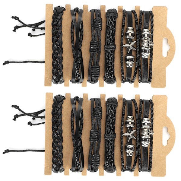 12 stk håndvevde armbånd Vintage håndvevde flerlags delt lær armbånd