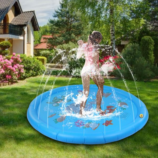 168cm pyöreä delfiinikuvioinen puhallettava vesisuihkualusta lapsille, sprinkleri puutarhaan ja rannalle
