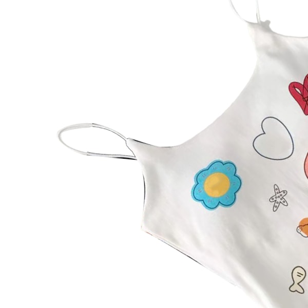 Kvinners Spaghetti Stropp Tank Top med Brystplate Søt Trykkmønster Myk Komfortabel Slim Fit Tynn Stropp Tank Top for Jenter Hvit Gratis Størrelse