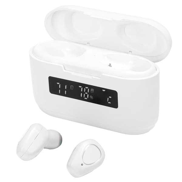 G40 Bluetooth 5.1 True Wireless hörlurar med LED-strömdisplay, touchkontroll, magnetiska öronsnäckor, vit