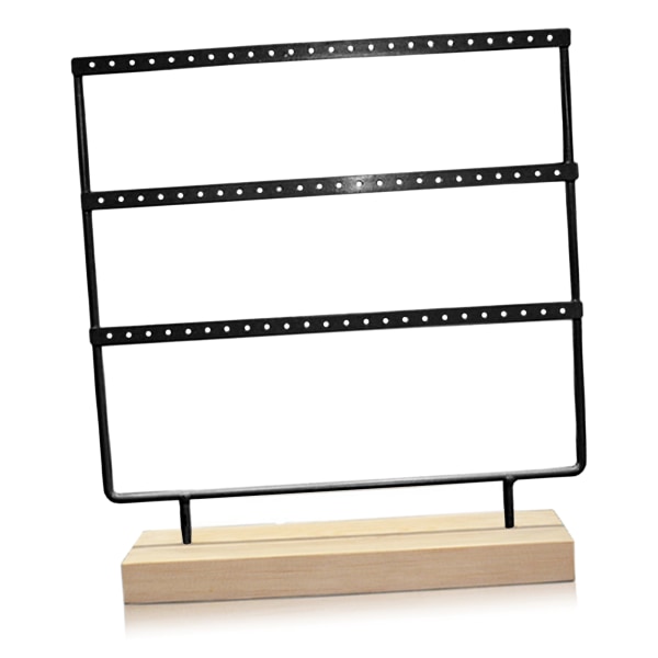 Smyckesställ 3 lager Elegant stil Kompakt Järnmaterial med stor kapacitet Dekorativt Praktiskt förvaringsställ för örhängen för display Svart