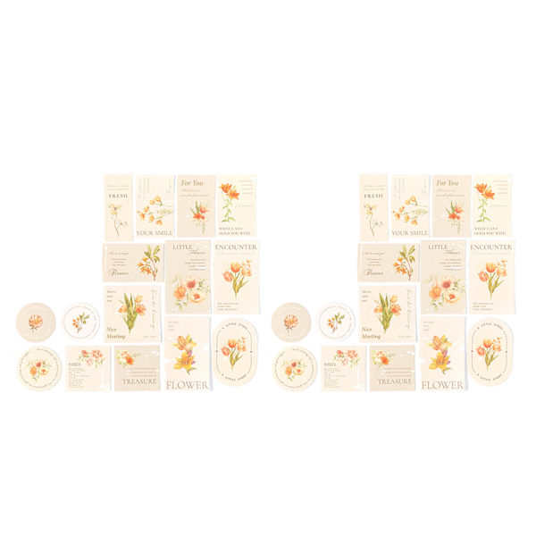 30Pcs Stickers Plants Pattern Romantic Decorative Sticker Set for Scrapbook Stationery Cards Orange