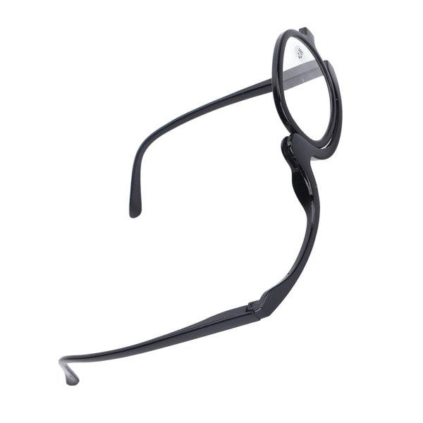 Forstørrelsesglass Sminkebriller Flip-down-linse for øye Fasjonable sminke ensidige briller Svart(+2,00 )