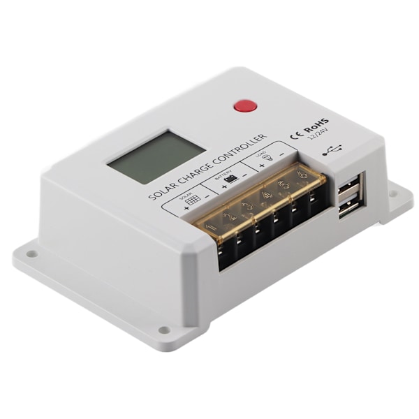 PWM solcelleladningsregulator 12V/24V automatisk genkendelse 20A IP32 vandtæt hvid til RV hjem