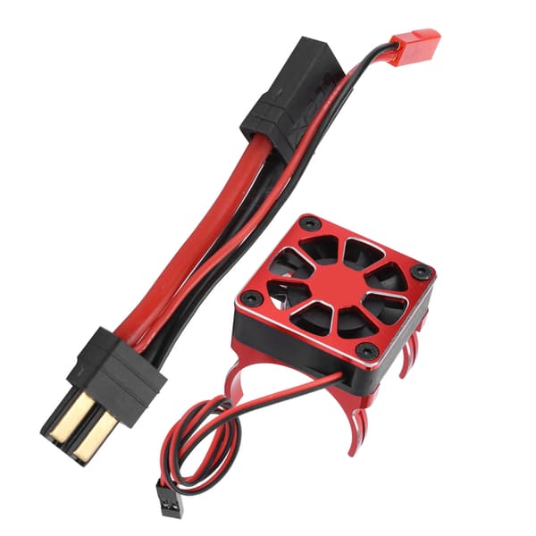 540/550 Motor Køleventilator Radiator med Stikkabel Passer til Traxxas RC Bilmodel Rød
