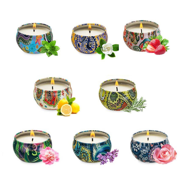 8 st doftljus sojavax vax torkade växtblommor aromaterapi doftljus för vardagsrum sovrum matsal badrum doftljus