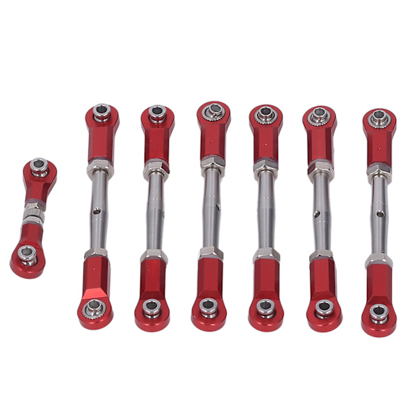 7PCS Justerbar Länkstång i Metall för Traxxas 1/10 RC Bil Justerbar Länkstång Set Röd