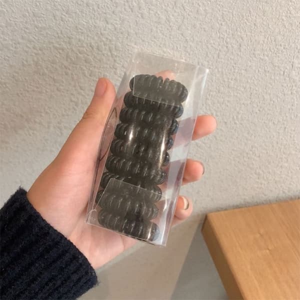 Elastiske Hårelastikker Formet Som Telefonsnor Komfortabel Spiral Hårelastikker til Piger Sort