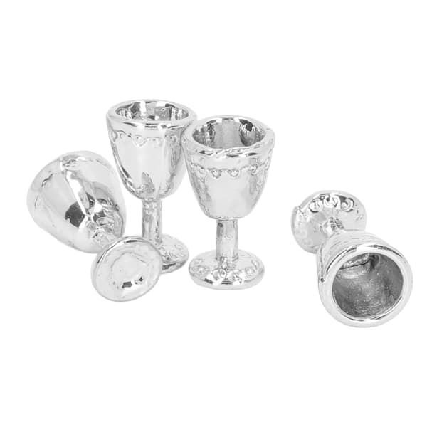 4 stk. Mini Champagneglas Simulation Miniature Champagneglas til 1:12 Dukkehus Sølv