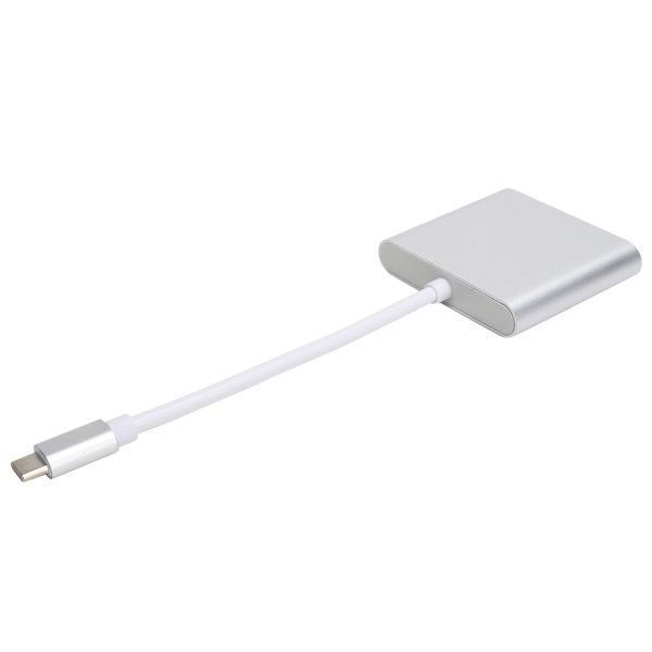 USB C-adapter 3.1 3-i-1 Hub-omformer Dock High Definition Multimedia Interface 4KSølv