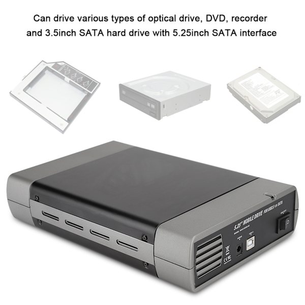 5,25 tuuman optinen asema -kotelo, ulkoinen USB2.0 SATA -liitäntä, tietokoneen lisävarusteet, 110-240 V EU -pistoke